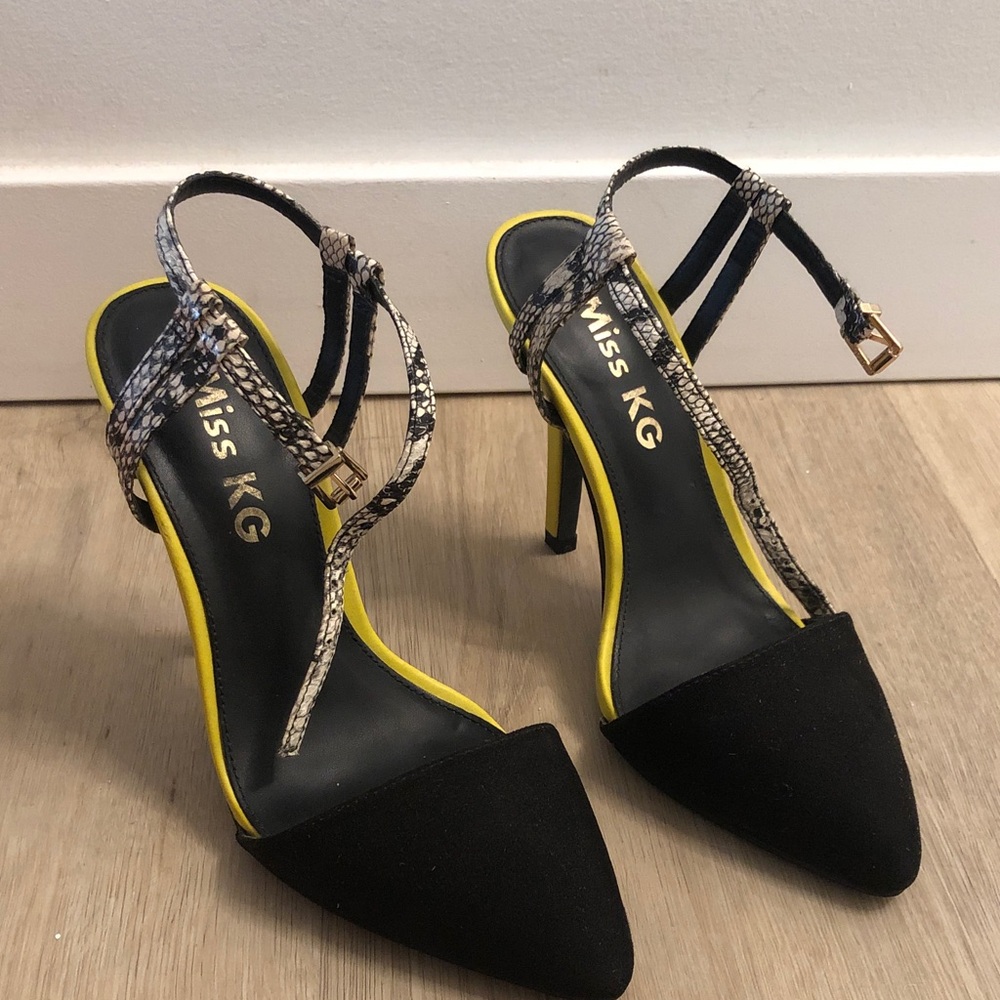Miss KG Black and Yellow Strappy Heels